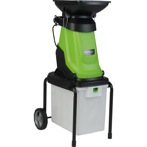 Broyeur de jardin électrique 3000 W - 55 x 44 x 106 cm - Broyeur de jardin avec roues - Bac de ramassage de 50 l - Épaisseur de coupe 45 mm - Avec fil - Broyeur à rouleaux électrique pour le (1/5)