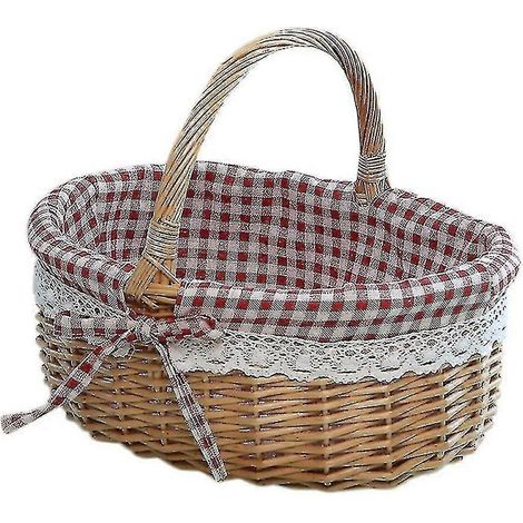 Petit panier en osier vide, panier de pique-nique tressé en osier pour mariage (1/4)