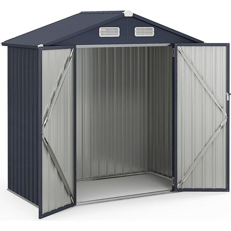 COSTWAY 193x108cm Storage Shed Galvanized Metal Tool House （Without foundation）