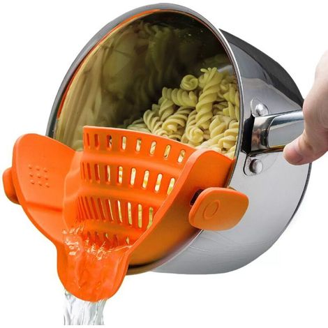 Passoire de cuisine en silicone,passoire cuisine pliable,convient à toutes les casseroles et poêles,parfait pour égoutter les pâtes,les légumes et les fruits