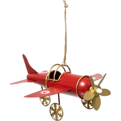 Objeto avión antiguo 15cm surtido rojo - Feeric lights & christmas