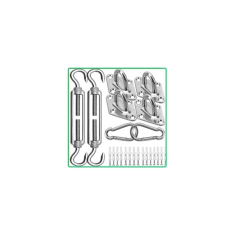 Kit di fissaggio per vele ombreggianti M6 (40 pezzi). Include viti e accessori in acciaio inox 304 per tende da giardino triangolari e quadrate.