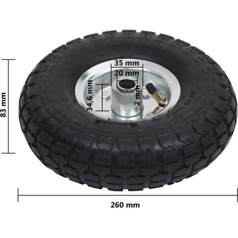 Ruota per carrello a mano in due pezzi, in gomma, 4.10/3.50-4 (260 x 83 mm) (1/4)