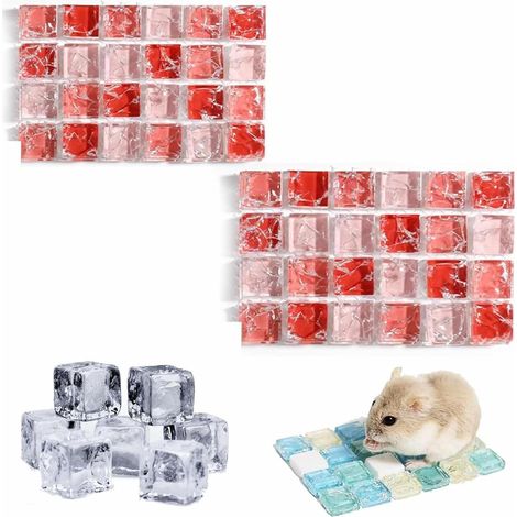 Tapis de Refroidissement pour Hamster, Animaux Cool Pads, Tapis de Refroidissement, Lapin Lit de Glace, Lit de Glace pour Hamster, Cool Pads pour Hamster, 2 Pièces (Rouge) (1/5)