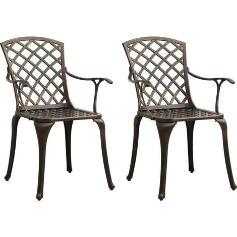 Garden Chair  Set of 2  Bronze  Cast Aluminium  Standard  Durable vidaXL