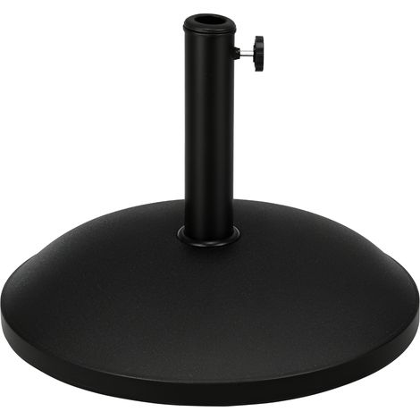 Pied de parasol rond ciment 25 kg Ø49x37 cm noir, finition soignée (1/5)
