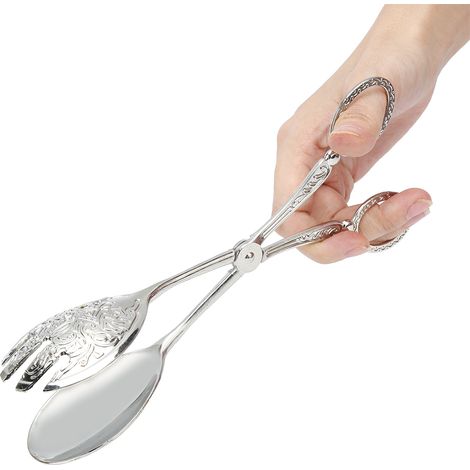 Pince multifonctionnelle en alliage de zinc pour ustensiles de cuisine, antidérapante, pour la cuisson du pain et des aliments (argenté) (1/5)