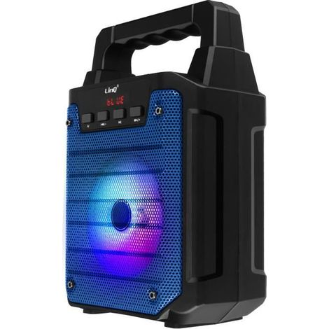 Enceinte lumineuse - LINQ - Bluetooth - Compatible Micro - Lecteur carte - Bleu (1/5)