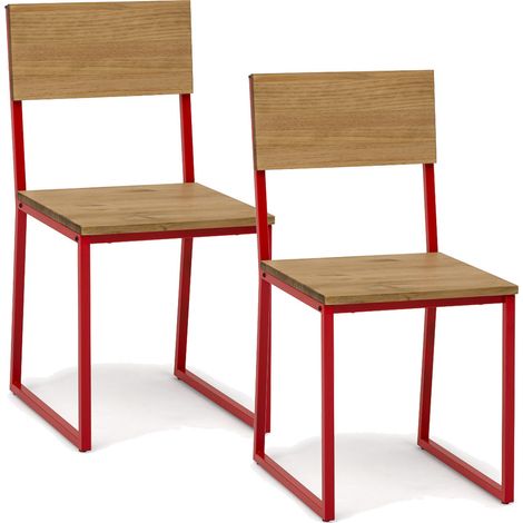 Pack 2Uds. Sillas Desmontables Oxford ECO Roja en madera maciza de pino acabado vintage estilo industrial Box Furniture (1/5)