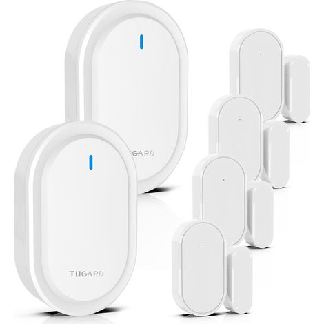Détecteur sans Fil de Sonnette pour Portes et fenêtres, rapports, sonnettes d'alarme Paires de capteurs pour Portes, système d'alarme pour la sécurité à la Maison, Blanc (1/5)