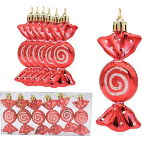 Ornements de sapin de Noël - - Bonbons Rouge et Or - 6 cm - 8 Pcs - Décorations Festives (1/4)