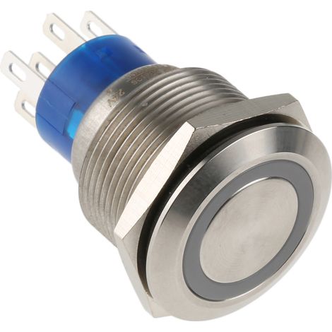 Bouton-poussoir, Momentané lumineux, LED Vert, 3 A, 5 A, Montage panneau (1/4)