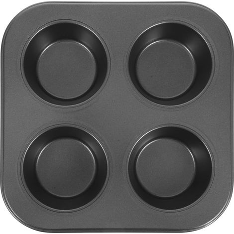 4grilles Moule à Muffins Cavités Antiadhésif Résistant Haute Température Plaque Pâtisserie Four pour Cupcakes et Muffins Noir,Parent,-