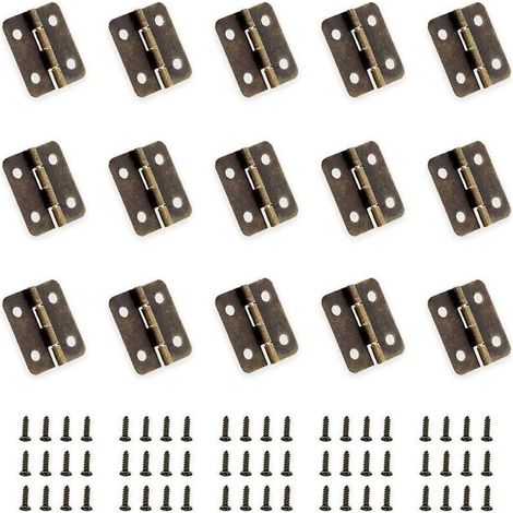 50 Pièces Mini Charnières en Bronze Antique Charnière Pliante Connecteurs de Bricolage Petites Charnières avec 200 Clous de Rechange pour Boîte en Bois Boîte à Bijoux Armoire Bricolage Acces (1/4)