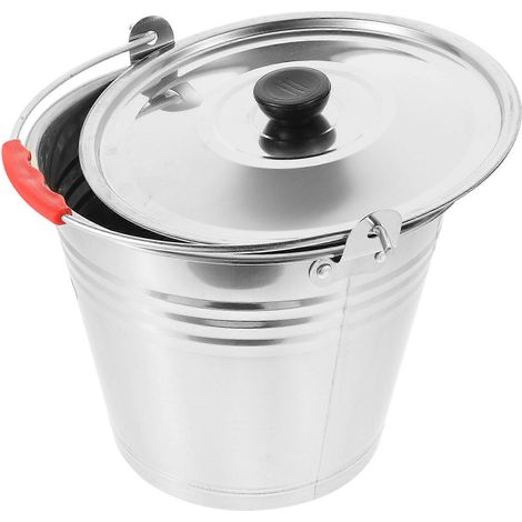 Seau en acier inoxydable rouge compatible avec le stockage et l'utilisation (1 pièce) (1/5)