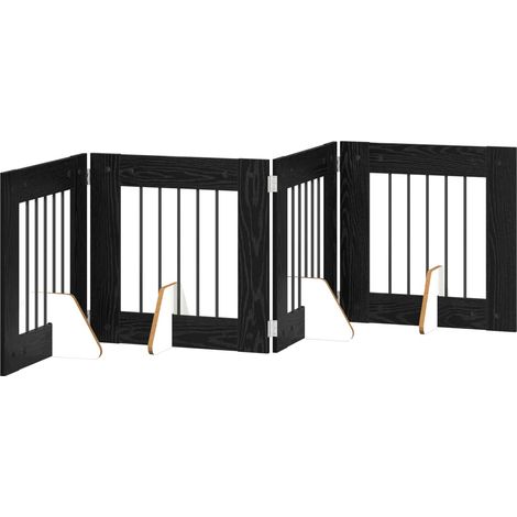 Foldable Dog Gate with Stands 4 pcs Black Oak 241 cm vidaXL