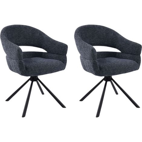 Lot 2 fauteuils table Ă manger tournant tissu bleu MOVY Casita