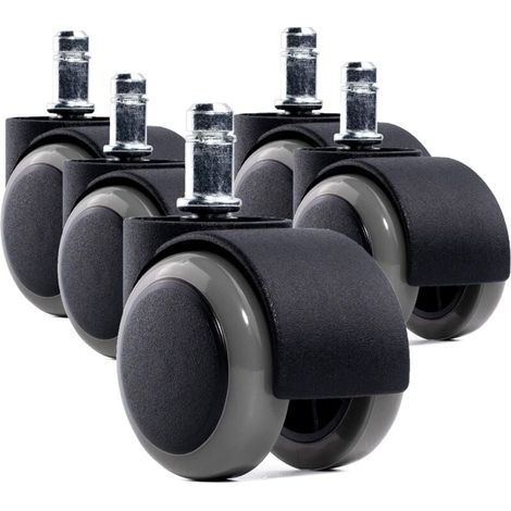 5er Set Bürostuhlrollen - Größe: 11 x 48 mm - Bürostuhlrollen geeignet für Hartböden - 360° drehbar (1/4)