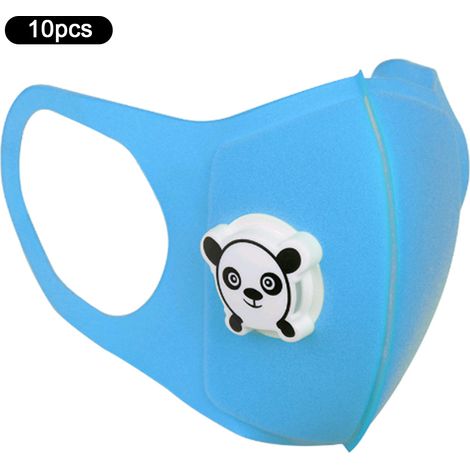 Lot de 10 cache-bouche épais en éponge pour enfants avec valve (bleu) (1/5)