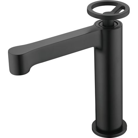Robinetterie de lavabo avec monocommande  Modèle OLIMPO  Bec universel  Couleur noir fini mat [ IMEX® ] (1/5)