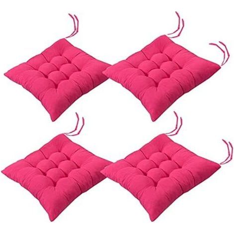 Lot de 4 coussins de chaise moelleux. avec rubans. pour salle à manger. jardin. terrasse ou cuisine (40 x 40 cm)B