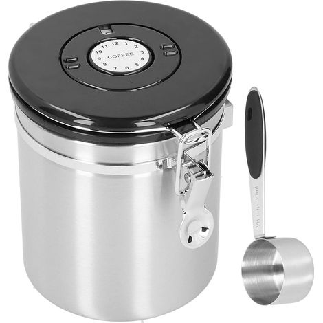 Stainless Steel Coffee Canister, Airtight Container (SILVER) (1/5)