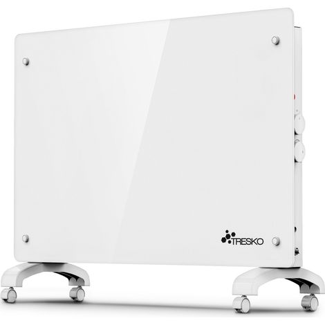 TRESKO® Elektroheizung Weiß 1500W Glaskonvektor Konvektor Wand Heizung Glas Heizkörper Bad
