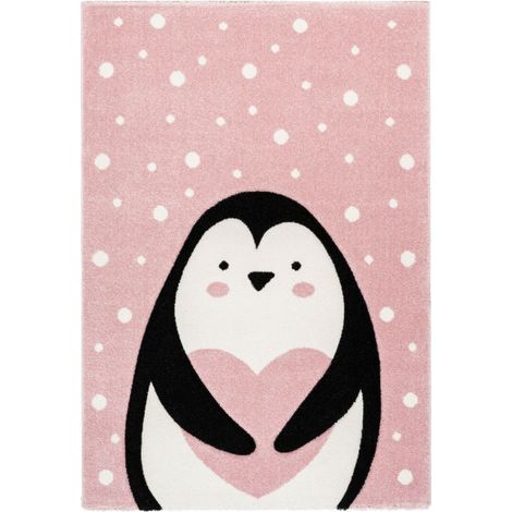 Tapis de Chambre Enfant Pingouin "Gidya" Rose 80 x 150 cm (1/4)
