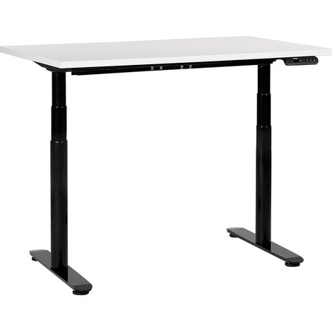 Schreibtisch elektrisch höhenverstellbar DESTINAS 120 cm 72 cm Weiß / Schwarz (1/5)
