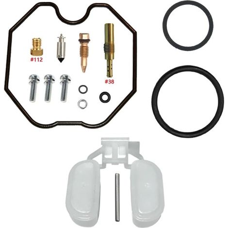 Kit de réparation de carburateur pour CRF125F 2014-2024 125 cm³ (flotteur inclus) Kit + flotteur Compatible CRF125F monocylindre gicleurs principaux n° 112 pointeau 16N00 joints en nitrile spéc (1/2)