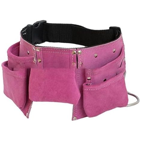 CSPARKV 34 x 20 cm Leder-Werkzeuggürtel für Kinder, Leder-Werkzeuggürtel, Hüfttasche für Outdoor-Arbeitswerkzeuge aus Leder, Gartenbedarf (Pink)
