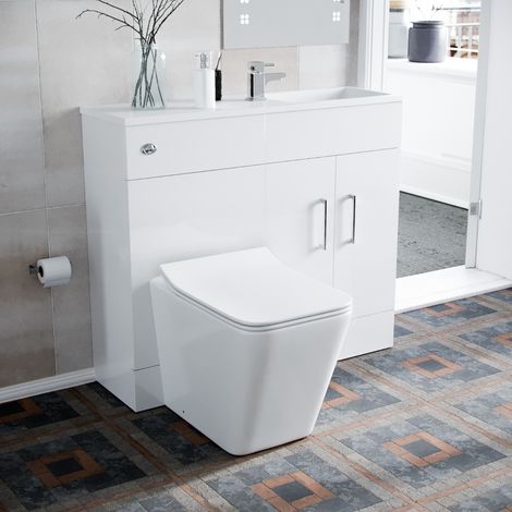 James 1000mm White Slimline Vanity Basin WC Unit BTW Rimless Toilet (1/5)