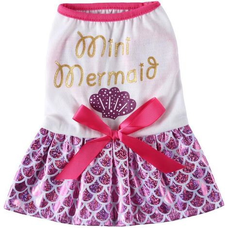 Robe Sirène Pour Chien Et Chat - Costume Animalier En Polyester Et Coton - Pour Fêtes Et Occasions Spéciales - Taille S À M (1/5)
