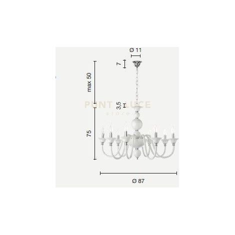 LAMPADARIO TEBE 8 LUCI TRASPARENTE E ORO ATTACCO E14 D.87CM
