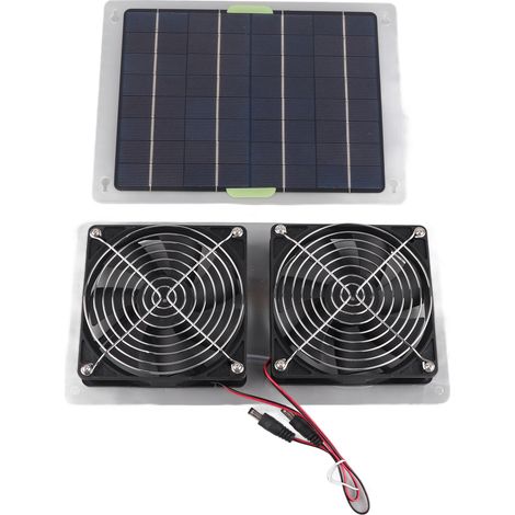 Ventilateur solaire portable et pratique de 100 W et 20 V, alimenté par panneau solaire. Idéal pour niche, serre ou camping-car. (1/5)