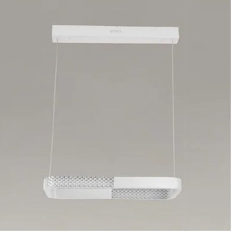 TrAdE Shop Traesio - Lampadario A Sospensione Led 24w Rettangolare Bianco Cristallo Con Telecomando 32033 - (1/3)