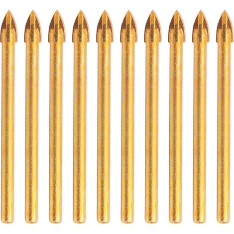 CCYKXA Lot de 10 forets 6 mm en carbure de tungstène avec tige hexagonale en verre, céramique, tête de lance pour miroir, porcelaine, marbre