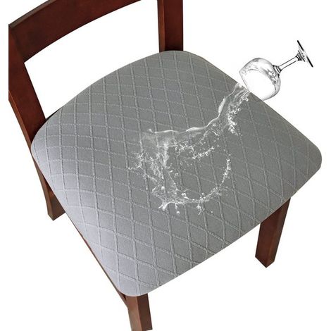 Juego de cuatro fundas para sillas: funda para cojín de silla，funda para silla de comedor，apta para comedores，marrón oscuro，4 piezas，gris oscuro (1/5)