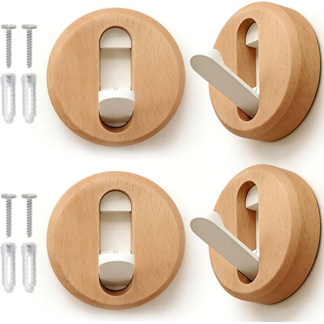 4 pièces patères pliantes en bois rond ferme pliable mur pour suspendre vêtements serviettes chapeau sac à dos sac à main hêtre (1/5)
