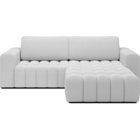 Canapé d'angle convertible DORY blanc 250 cm avec coffre de rangement angle droit (1/5)