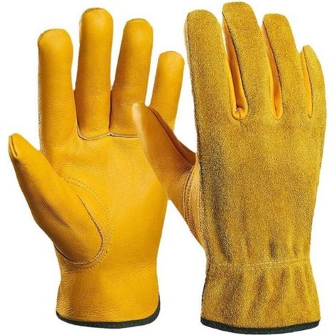 Gardening gloves 26x16cm - Suitable for gardening, working, woodworking, construction, gardening, digging and planting - Unisex - Yellow - Size L (1/5)
