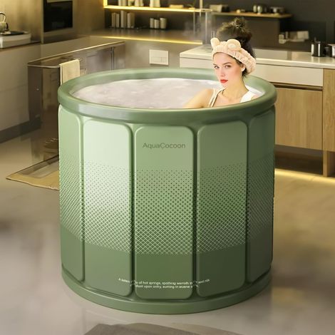 1 Baignoire Pliable, 65x70cm, Isolation Renforcée, Coton Perlé, Double Vidange, Adultes Et Adolescents
