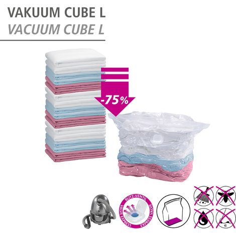 Sac de rangement sous vide WENKO VakuumCube 4 pièces 70x100cm housse de rangement sous vide sac de compression vêtements rangement sous vide vêtements stockage sous vide sac hermétique transparent