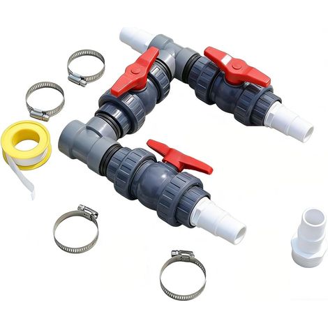 Pompe a Chaleur Piscine Kit, Raccordement pour Pompe à Chaleur, 32/38 mm Bypass Piscine Vanne Chauffage Solaire Piscine Hors Sol, Contrôle de l'Alimentation en Eau pour Une Régulation Optimale (1/5)