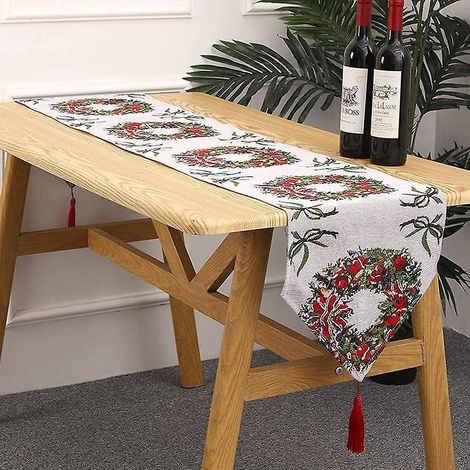 napperon de Noël de 71 pouces, décoration intérieure, nappe en tissu tricoté, guirlande (1/5)