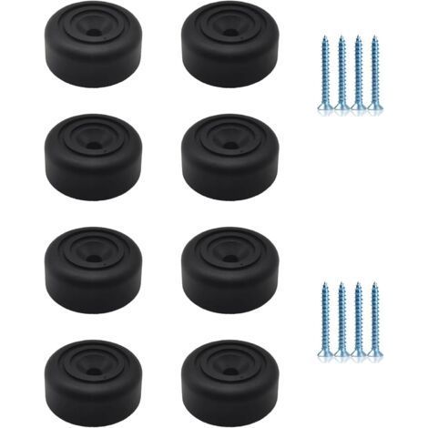 Black Furniture Legs 8 Pieces Round Furniture Feet Ø 33 x H 13 mm Plastic Cabinet Legs Feet for Furniture Sofa Feet with 8 Screws for Wardrobe, Sofa, Chair (1/4)