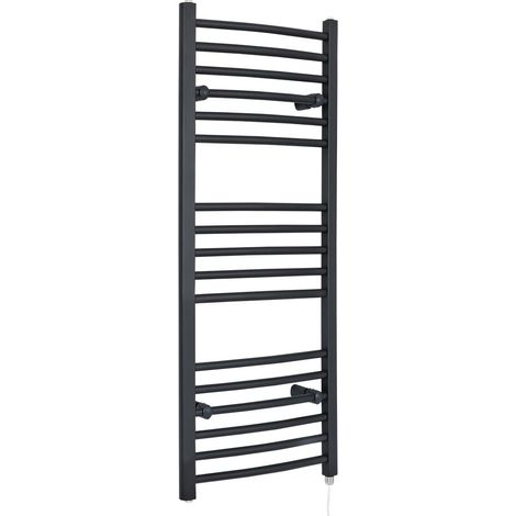 Milano Artle Electric Anthracite Curved Bar Heated Towel Rail Radiator - 1200mm x 500mm (1/5)