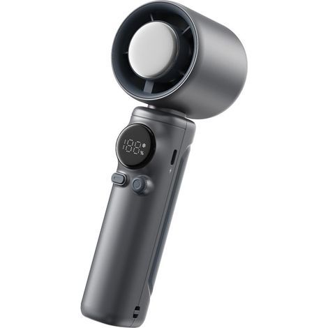 Mini portable turbine fan, dark grey, 100 adjustable fan speeds, USB rechargeable. (1/4)