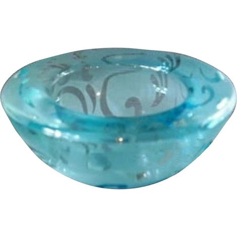 Candeliere basso in vetro blu