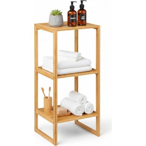 Scaffalatura modulare in bambù con 3 ripiani e pensile, 84x35,1x33,5 cm, 7house